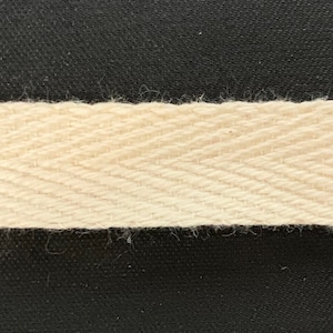 Cotton Twill Tape 1/2&quot; - 10 Yards - Color: Natural - Made in USA!