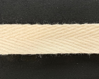 Cotton Twill Tape 1/2" - 10 Yards - Color: Natural - Made in USA!
