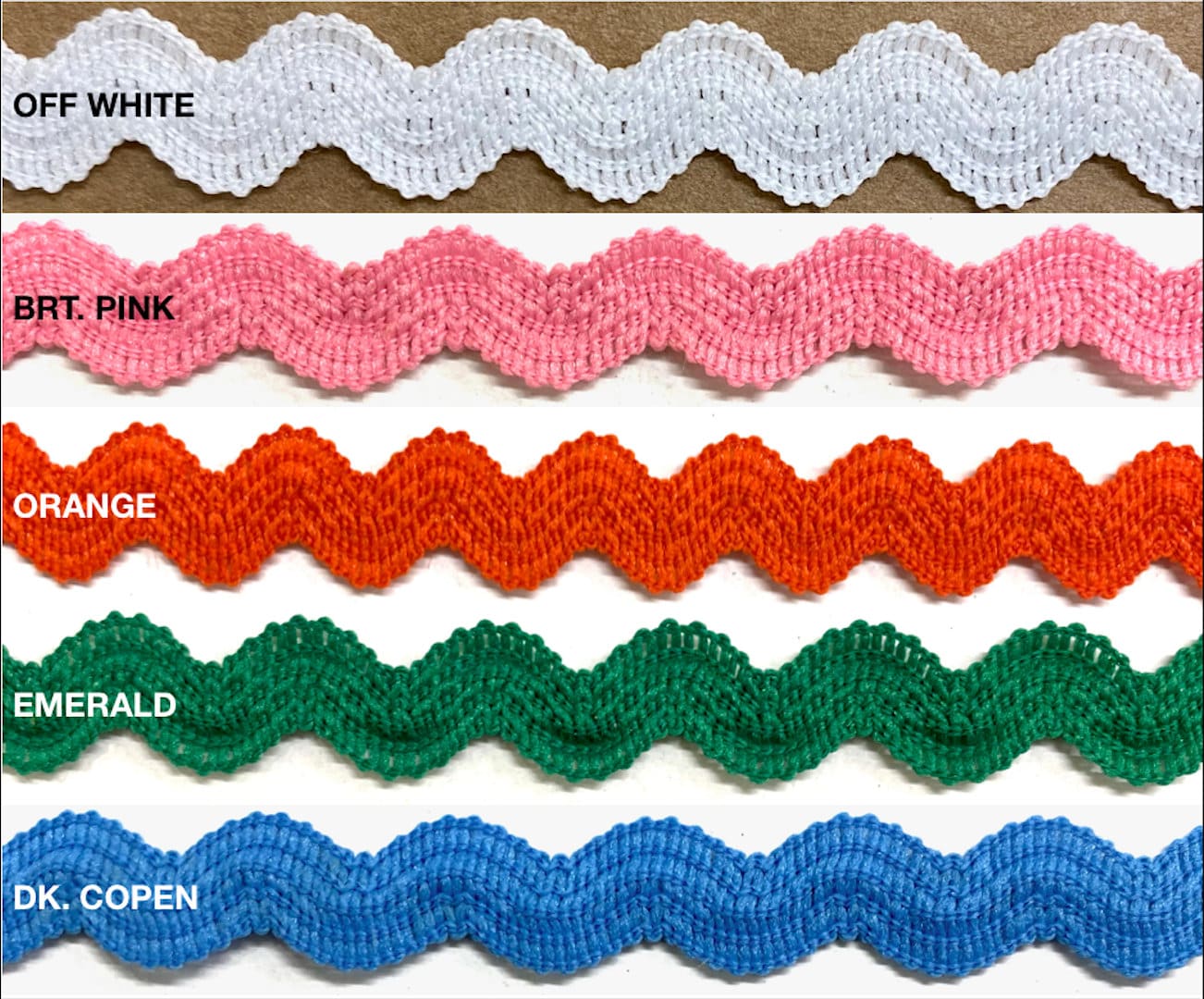 Ric Rac Stretch Elastic Novelty Ric Rac Zig Zag Trim 3/8