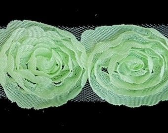 Fleur florale 3D Rose mousseline de soie dentelle coupe 1 "- 5 mètres continus!