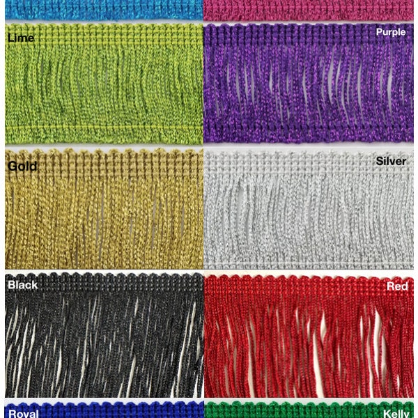 Long Short Metallic Chainette Fringe 4" - 4 Continuous Yards! Many Color Options!