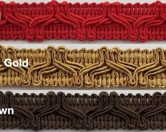 Designer Flätad Gimpkant 1/2" - 6 kontinuerliga yards - Många färger! Tillverkad i USA