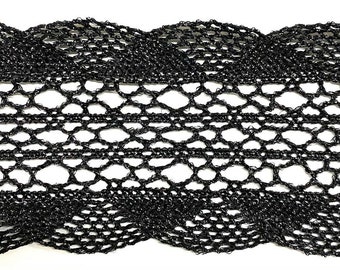 Metallic Cluny Lace - BLACK - 5 Continuous Yards!