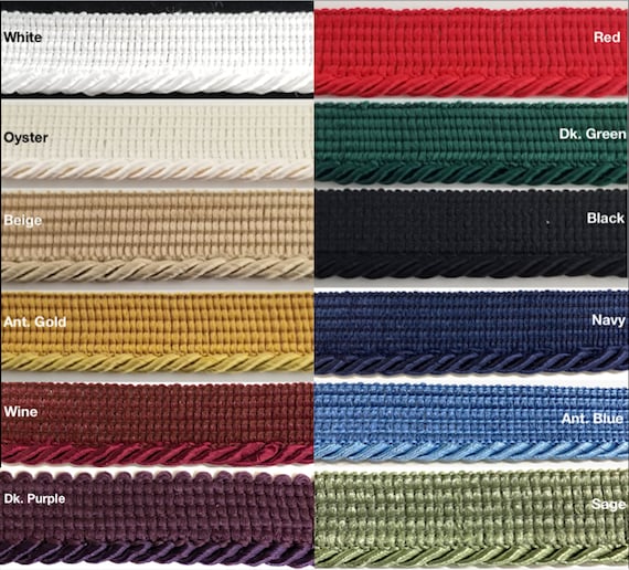 Twist Cord with Lip Piping Trimming - 4 Yards- Many Colors Available!