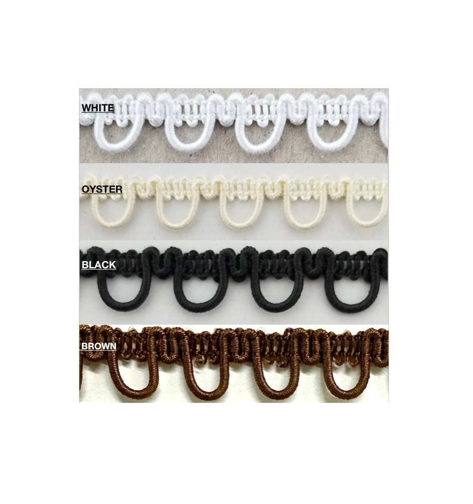 Bridal BUTTON LOOP Elastic Braid Trimming - 12 Yards - Many Colors!