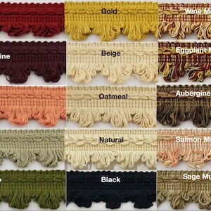 Ribete de flecos festoneados decorativos de 1-1/4&quot; - 5 YARDAS - ¡Muchas opciones de colores!