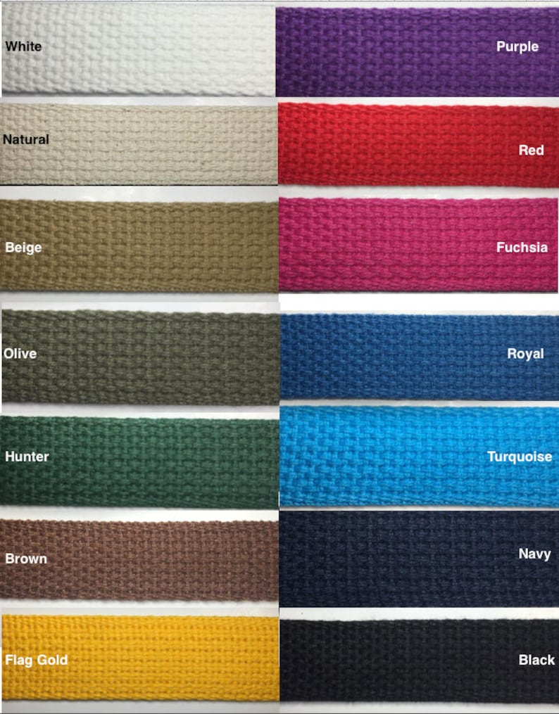 Cotton Webbing 1 5 Continuous Yards Many Colors Available Made in USA image 1