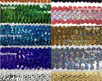 Stretch Sequin Trim 4 ROW (1.5") - 4 Continuous Yards - Many Colors Available!
