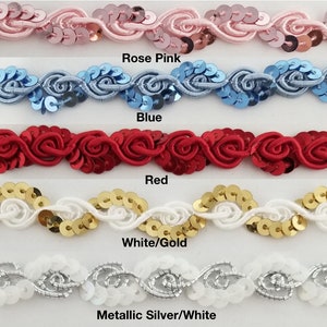 18 Continuous Yards Many Colors Available! 3/4" Sequin Loop w/ Braid Gimp Trim 
