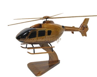 EC135 Eurocopter  Airbus H135 Civil EMS Medevac Helicopter Military Mahogany Wood Wooden Model