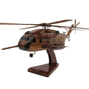 CH-53E Super Stallion Sikorsky USMC Marine Navy Helicopter Military Mahogany Wood Wooden Model