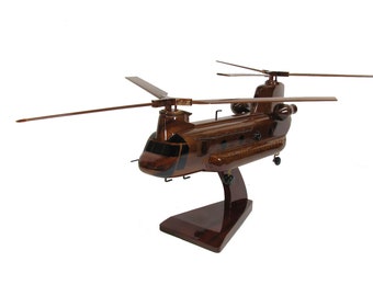 CH-47 CH-47D CH-47F Chinook Army Helicopter Boeing Military Mahogany Wooden Wood Model