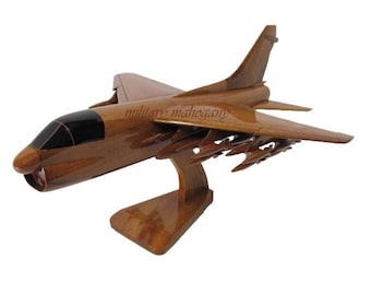 A-7 Corsair II Navy USMC Marine Attack Fighter Jet Aircraft Handcrafted Wooden Military Mahogany Wood Model Replica