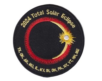 2024 Total Solar Eclipse 13 State Totality Sun Moon NASA Space Commemorative 4" Plastic Backing Patch