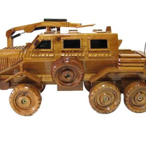 Buffalo MRAP 6x6 IED Armored Vehicle Force Protection General Dynamics Army Marine EOD Wood Wooden Military Mahogany Model image 2