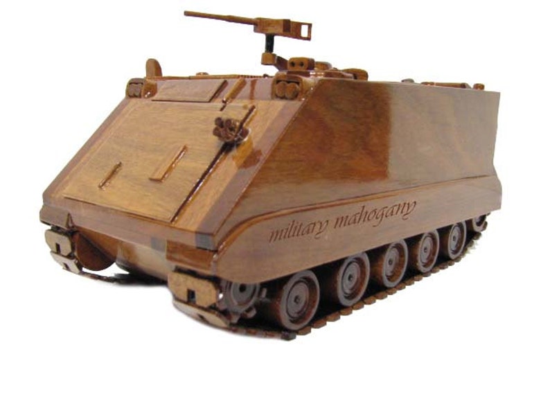 M113 APC FMC Armored Personnel Carrier Army Marine Military Mahogany Wood Wooden Model image 1