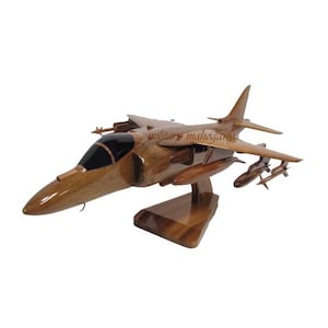 AV-8 AV-8B Harrier McDonnell Douglas USMC Marine Vtol Fighter Jet Mahogany Wood Handcrafted Military Wooden Model