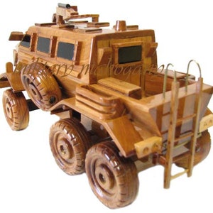 Buffalo MRAP 6x6 IED Armored Vehicle Force Protection General Dynamics Army Marine EOD Wood Wooden Military Mahogany Model image 3