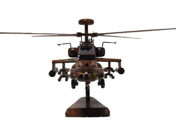Ah 64 Ah 64d Apache Longbow Army Attack Helicopter Wood Handcrafted Wooden Mahogany Model Gift