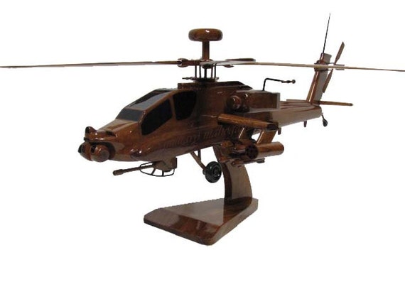 Ah 64 Ah 64d Apache Longbow Army Attack Helicopter Wood Handcrafted Wooden Mahogany Model Gift