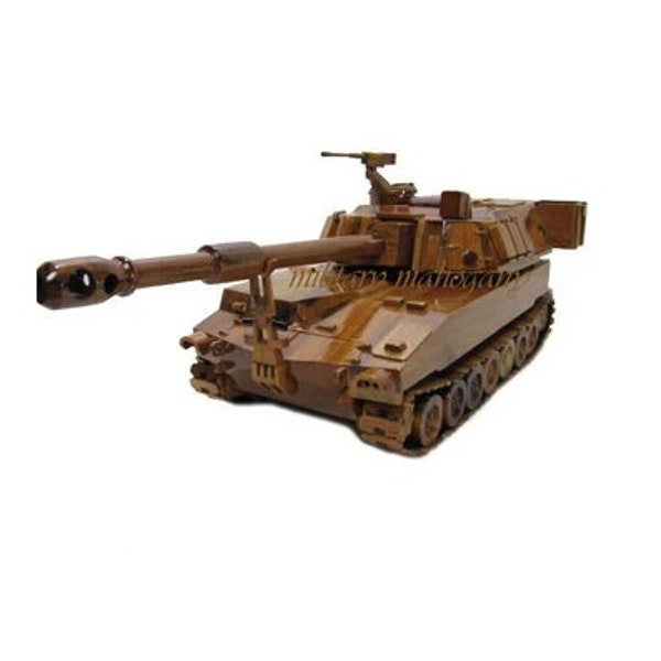 M109 M109A6 Paladin Howitzer Tank Field Artillery Mahogany Wood Handcrafted Wooden Model Gift