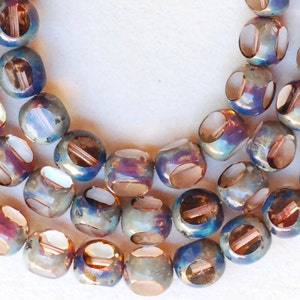 8mm Fire Polished 3-Cut Window Bead with Diffusion Border - Czech Glass Beads - Picasso Edges - Various Colors - Qty 15 or 75