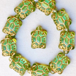 Large Glass Turtle Bead- Czech Glass Beads - 19mm x 14mm - Various Colors - Qty 4 or 10