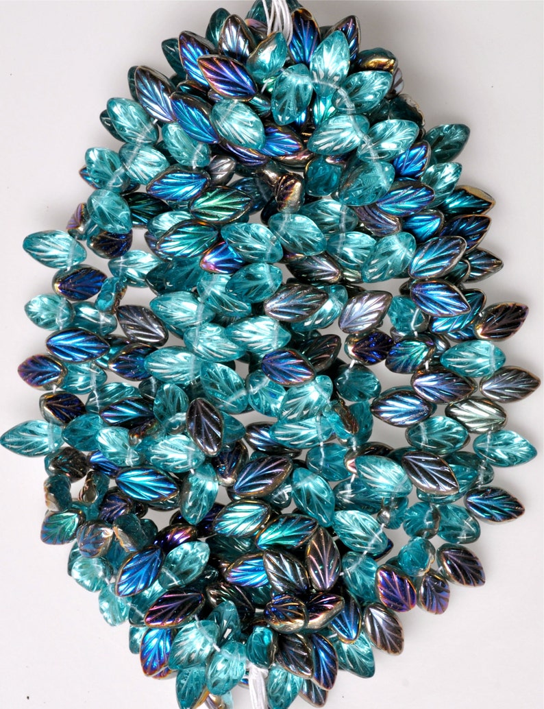 11mm X 7mm Small Leaf Bead Czech Glass Leaf Beads Top Hole Etsy