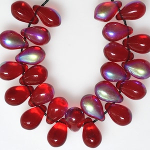 Czech Glass Wedding Beads - 6mm x 9mm - Small Teardrop Beads - Various Colors - Qty 48+