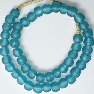 13-14mm African Recycled Glass Beads - Powder Glass Beads from Ghana - Sea Glass Beads - Various Colors - 24 Inch Strand