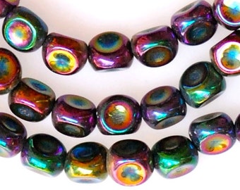 7mm 3 Sided Indented Bead - Pinched Bead - Czech Glass Beads - Various Colors - Qty 100