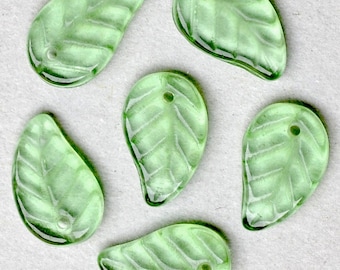 Flat Leaf Bead with Top Hole - Czech Glass Leaf Beads - Curved Leaf Bead - 14mm x 9mm - Various Shiny Colors - Qty 25 or 100