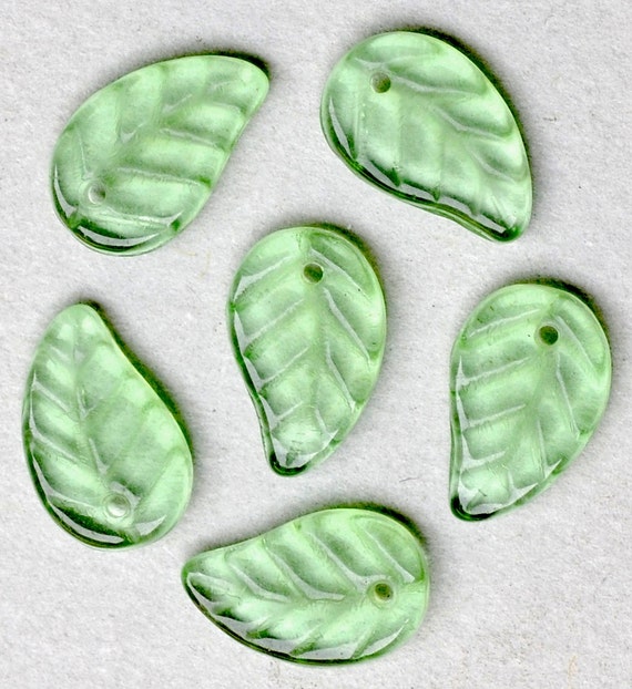 Small Fall Leaf Bead Flat Leaf Bead With Vertical Hole Czech Glass Leaf  Beads 10mm X 8mm Various Luster Colors Qty 24 