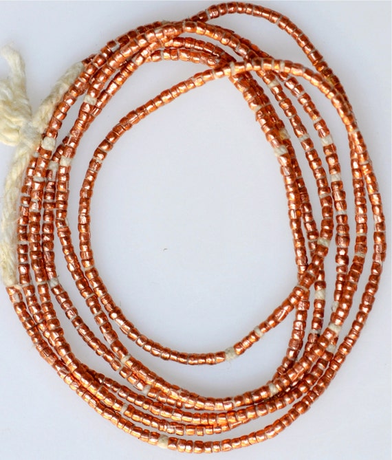 Tiny 2mm Metal Beads from Kenya - Bronze, Copper or Silver - 28 Inch Strand