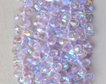 Czech Glass Wedding Beads - 6mm x 9mm - Small Teardrop Beads - Various AB Colors - Qty 48+