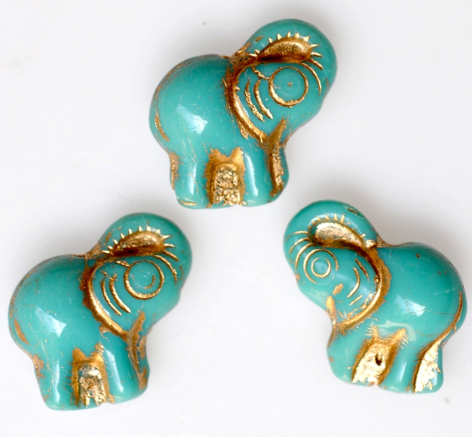 Large Turquoise Elephant Bead Czech Glass Elephant Bead Etsy