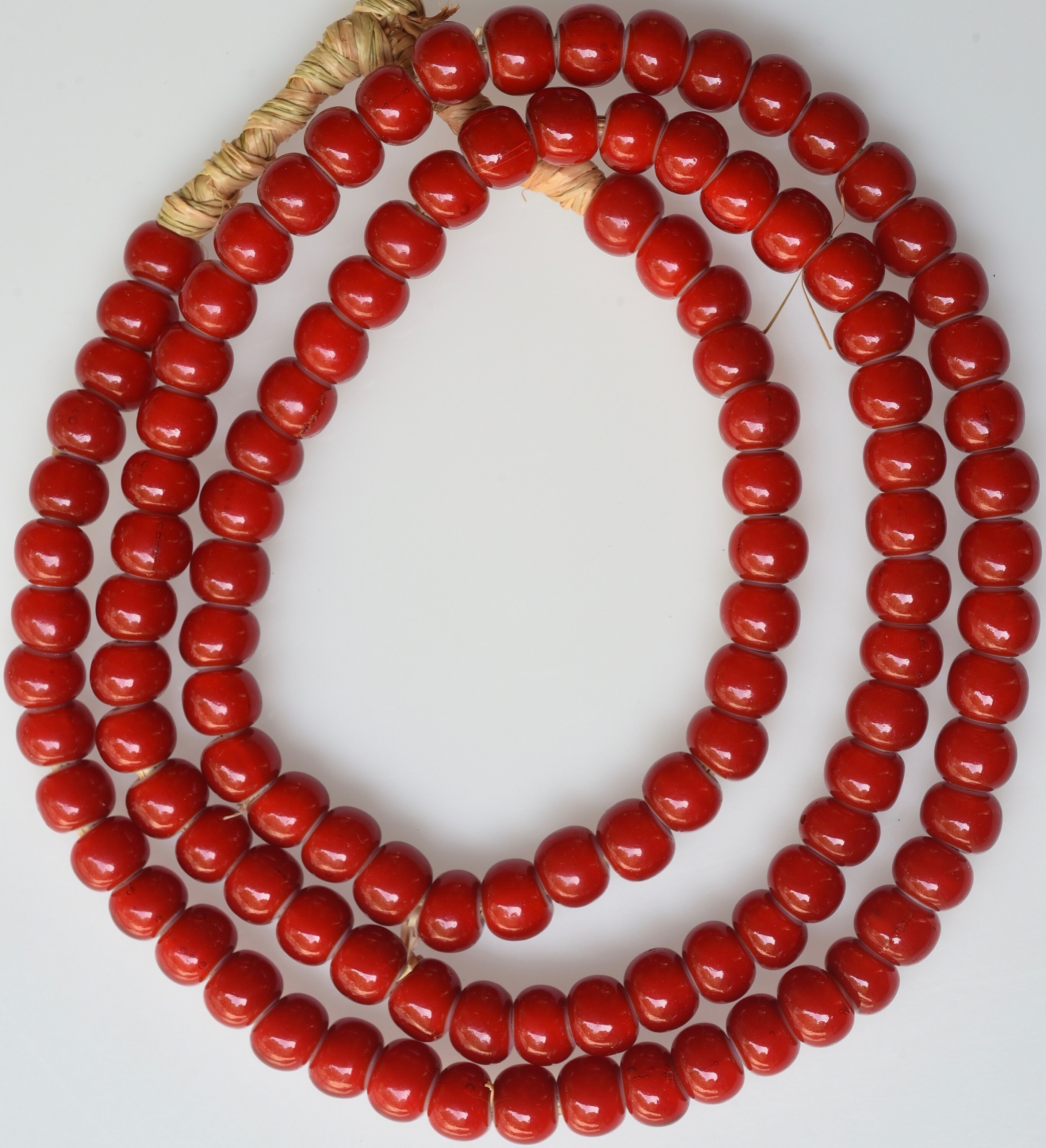 7mm -8mm Czech Glass White Hearts - Vintage African Trade Beads