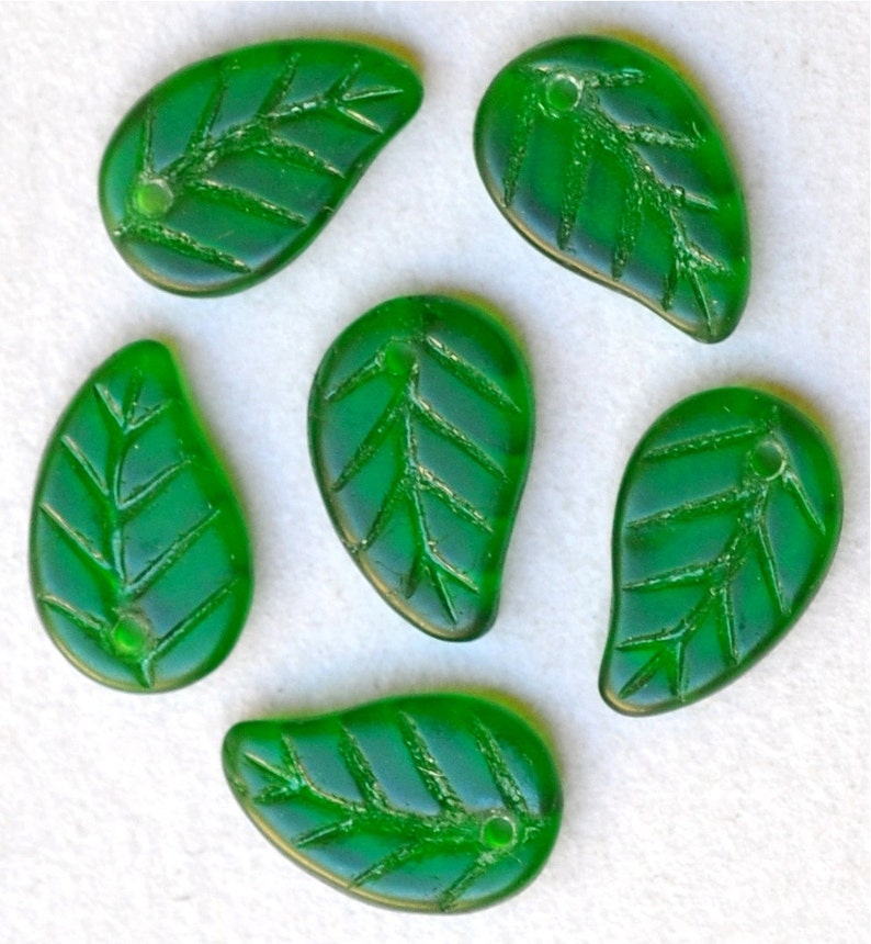 Flat Leaf Bead With Top Hole Czech Glass Leaf Beads Curved Etsy