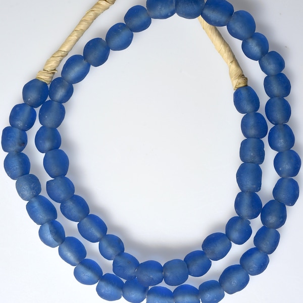 8-10mm African Recycled Glass Beads - Powder Glass Beads from Ghana - Sea Glass Beads - Various Colors - 24 Inch Strand