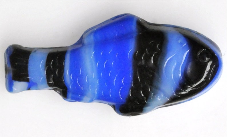 Large Fish Bead Czech Glass Fish Beads 28mm x 13mm Various Mixed Colors Qty 4 or 10 Blue Striped