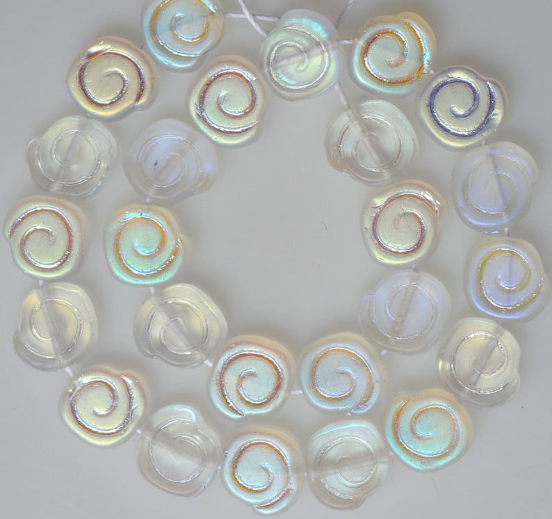 NEW BEAD * Small Snail Shell Bead - Czech Glass Beads - 9mm x 10mm - Crystal AB - Qty 25