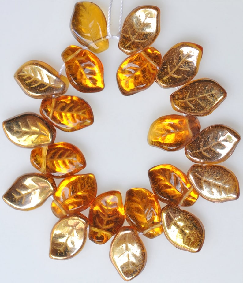 14mm X 9mm Curved Leaf Bead Czech Glass Leaf Beads Top Etsy