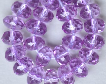 5mm, 7mm, or 9mm Fire Polished Gemstone Cut Czech Glass Beads - Donut Rondelle - Various Colors  - Qty 25 or 50