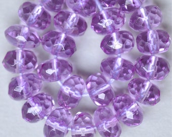 5 mm, 7 mm oder 9 mm feuerpolierte tschechische Glasschliffperlen aus Edelsteinschliff - Donut Rondelle - verschiedene Farben - Qty 25 oder 50