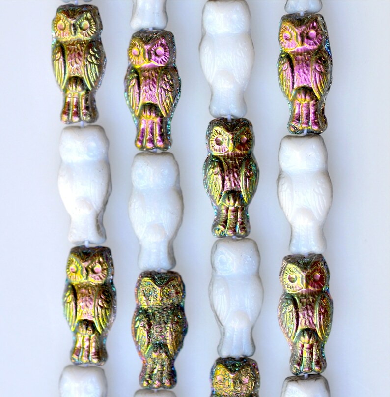 Small Owl Bead With Vertical Hole Czech Glass Owl Beads Etsy Australia