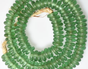 African Recycled Glass Donut Beads - Powder Glass Beads from Ghana - Various Colors - 23-24 Inch Strand