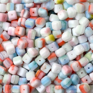 5-6mm x 7mm Cube Beads - Czech Glass Cube Beads - Various Colors- Qty 50