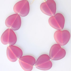 Czech Glass Heart Window Beads with Frosted Edge - 16mm x 15mm - Various BiColors - Qty 10