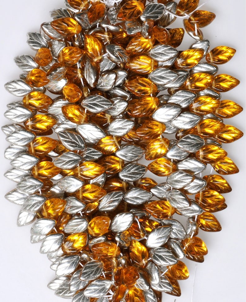 11mm X 7mm Small Leaf Bead Czech Glass Leaf Beads Top Hole Etsy