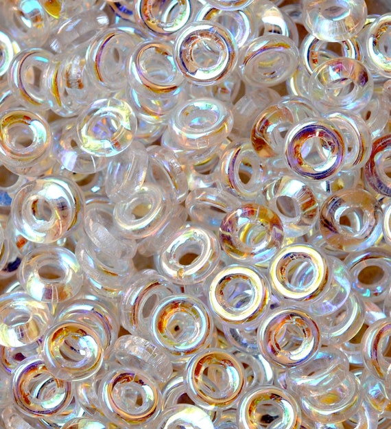 9mm Donut Beads Czech Glass Donut Beads Various AB Shiny Etsy